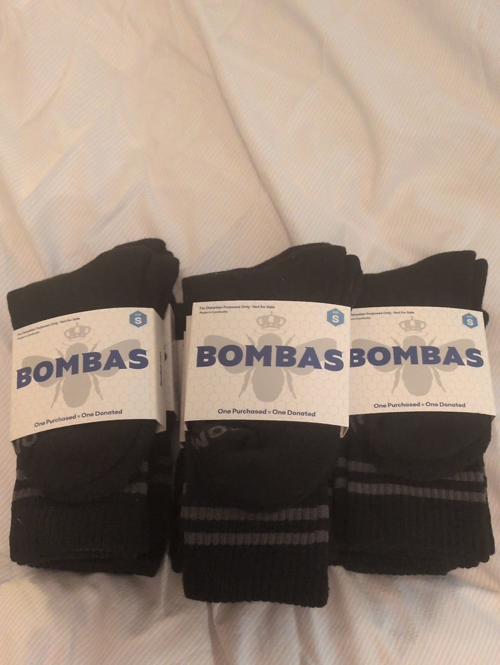 10 Pack BNIP Small Bombas Black Socks